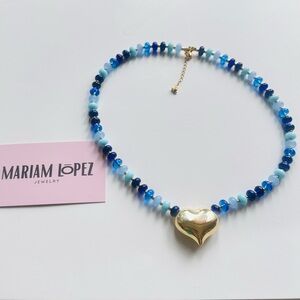 Blue and Gold Heart Necklace